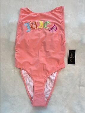 Juicy Couture  Embroidered One Piece Swimsuit Women Xsmall Pink High Cut NWT